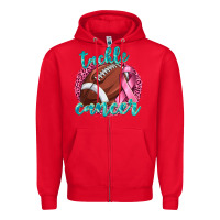 Red Tackle Cancer Football Zipper Hoodie - texasbilliewilder
