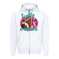 White Tackle Cancer Football Zipper Hoodie - texasbilliewilder