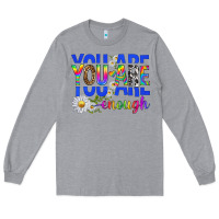 Heather Grey you are enough with daisies Long Sleeve Tee - texasbilliewilder