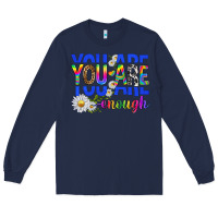 Navy you are enough with daisies Long Sleeve Tee - texasbilliewilder