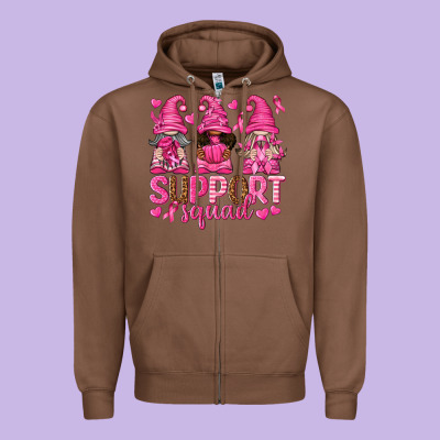 Support Squad With Gnomes Zipper Hoodie Designed By Texasbilliewilder