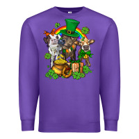 Purple little cows and st patricks party Premium Sweatshirt - AdoDesignShop