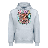 Heather Grey mama tiger lightning bolt Urban Hoodie - NancyCooperArtShop