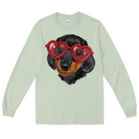 Matcha Dachshund with love glasses Long Sleeve Tee - RanaPortraitStore