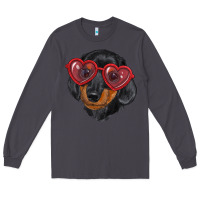 Smoke Dachshund with love glasses Long Sleeve Tee - RanaPortraitStore