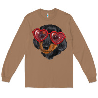 Toasted Coconut Dachshund with love glasses Long Sleeve Tee - RanaPortraitStore