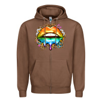Chestnut rainbow lips Zipper Hoodie - Zillion Design Studio