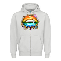 Dove Grey rainbow lips Zipper Hoodie - Zillion Design Studio