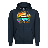 Navy rainbow lips Zipper Hoodie - Zillion Design Studio
