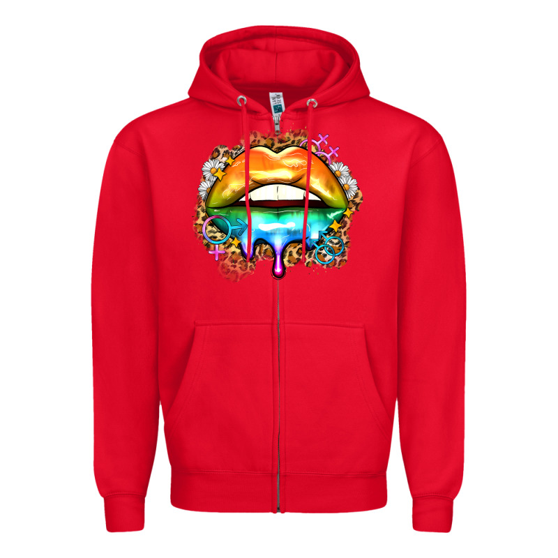 Rainbow Lips Zipper Hoodie by Zillion Design Studio | Teevron