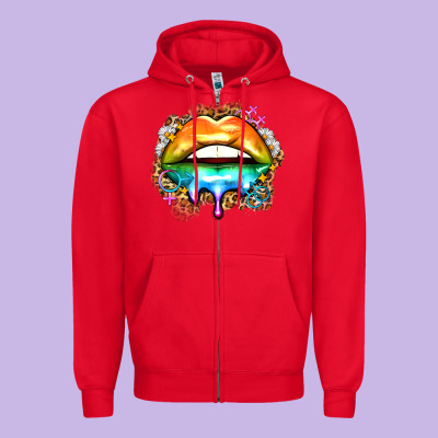 Rainbow Lips Zipper Hoodie Designed By Zillion Design Studio