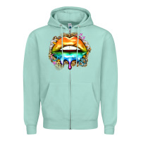 Seafoam rainbow lips Zipper Hoodie - Zillion Design Studio
