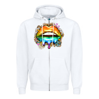 White rainbow lips Zipper Hoodie - Zillion Design Studio