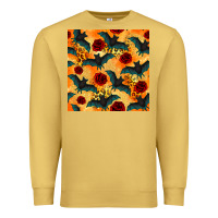 Antique Gold halloween bat and roses seamless pattern Premium Sweatshirt - BundleAndBundleShop