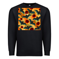 Black halloween bat and roses seamless pattern Premium Sweatshirt - BundleAndBundleShop