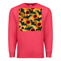 Cardinal halloween bat and roses seamless pattern Premium Sweatshirt - BundleAndBundleShop
