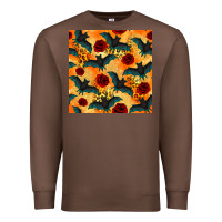 Chestnut halloween bat and roses seamless pattern Premium Sweatshirt - BundleAndBundleShop