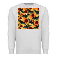 Dove Grey halloween bat and roses seamless pattern Premium Sweatshirt - BundleAndBundleShop