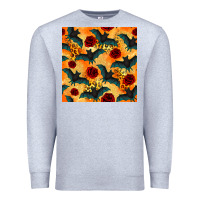 Heather Grey halloween bat and roses seamless pattern Premium Sweatshirt - BundleAndBundleShop