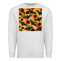 Oatmeal Heather halloween bat and roses seamless pattern Premium Sweatshirt - BundleAndBundleShop