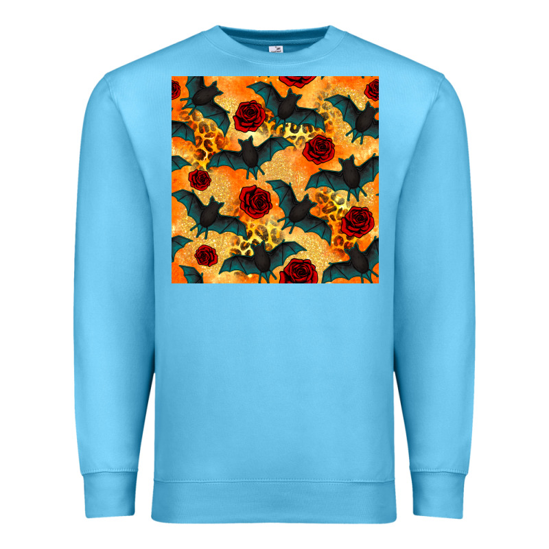 Halloween Bat And Roses Seamless Pattern Premium Sweatshirt by BundleAndBundleShop | Teevron
