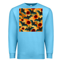 Ocean Blue halloween bat and roses seamless pattern Premium Sweatshirt - BundleAndBundleShop