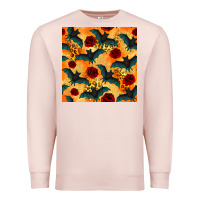 Pale Pink halloween bat and roses seamless pattern Premium Sweatshirt - BundleAndBundleShop