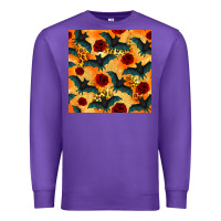 Purple halloween bat and roses seamless pattern Premium Sweatshirt - BundleAndBundleShop