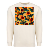 Sandshell halloween bat and roses seamless pattern Premium Sweatshirt - BundleAndBundleShop