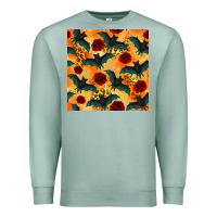 Seafoam halloween bat and roses seamless pattern Premium Sweatshirt - BundleAndBundleShop