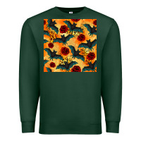 Sports Green halloween bat and roses seamless pattern Premium Sweatshirt - BundleAndBundleShop
