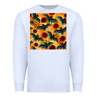 White halloween bat and roses seamless pattern Premium Sweatshirt - BundleAndBundleShop