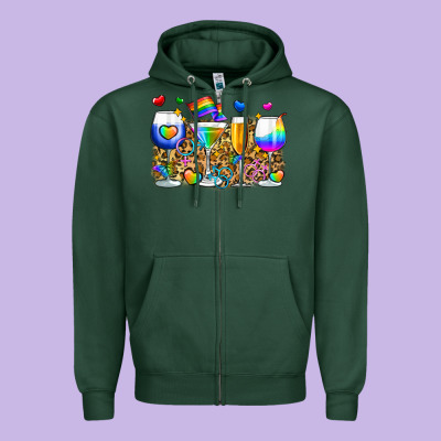 Pride Wine Cups Zipper Hoodie Designed By Zillion Design Studio