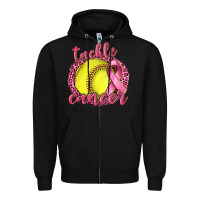 Black Tackle Cancer Softball Zipper Hoodie - texasbilliewilder