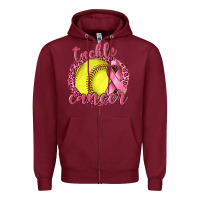 Burgundy Tackle Cancer Softball Zipper Hoodie - texasbilliewilder