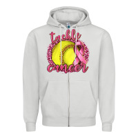 Dove Grey Tackle Cancer Softball Zipper Hoodie - texasbilliewilder