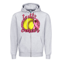 Heather Grey Tackle Cancer Softball Zipper Hoodie - texasbilliewilder