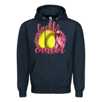 Navy Tackle Cancer Softball Zipper Hoodie - texasbilliewilder