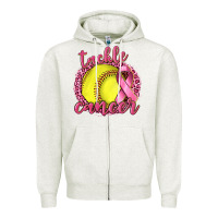 Oatmeal Heather Tackle Cancer Softball Zipper Hoodie - texasbilliewilder