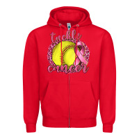 Red Tackle Cancer Softball Zipper Hoodie - texasbilliewilder