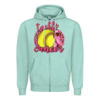 Seafoam Tackle Cancer Softball Zipper Hoodie - texasbilliewilder