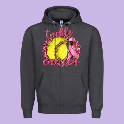 Tackle Cancer Softball Zipper Hoodie Designed By Texasbilliewilder