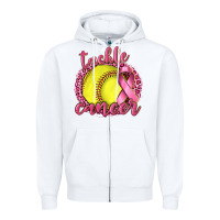 White Tackle Cancer Softball Zipper Hoodie - texasbilliewilder