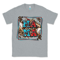Heather Grey baseball mama with leopard Classic Tee - Zillion Design Studio