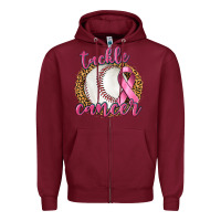 Burgundy Tackle Cancer Baseball Zipper Hoodie - texasbilliewilder