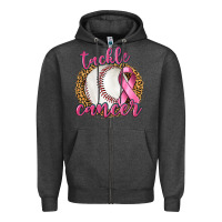 Charcoal Heather Tackle Cancer Baseball Zipper Hoodie - texasbilliewilder