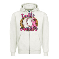 Oatmeal Heather Tackle Cancer Baseball Zipper Hoodie - texasbilliewilder