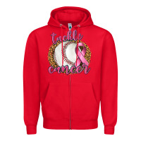 Red Tackle Cancer Baseball Zipper Hoodie - texasbilliewilder