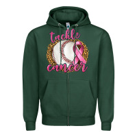 Sports Green Tackle Cancer Baseball Zipper Hoodie - texasbilliewilder