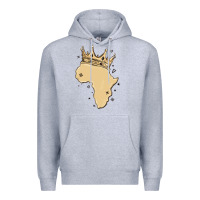 Heather Grey africa with crown Premium Hoodie - MaliasSmallBusiness